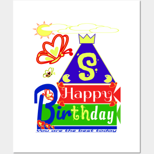 Happy Birthday Alphabet Letter (( S )) You are the best today Posters and Art